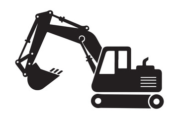 construction excavator icon silhouette vector illustration isolated on a white background
