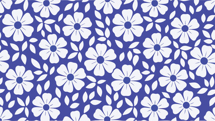 Fototapeta premium Very Simplified White Blossoms Each With - Seamless Animal Print Vector