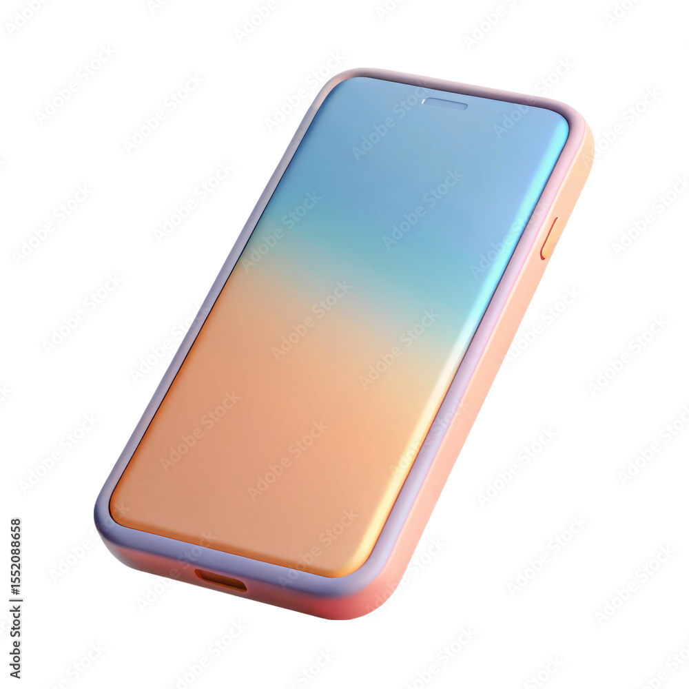 Poster 3d smartphone with gradient screen isolated on transparent background