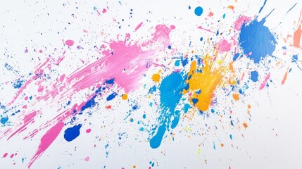 Fototapeta premium Dynamic paint splashing event white background art creation colorful environment abstract view vibrant expression