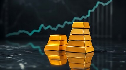 Golden Opportunity Rising with Upward Financial Market Trend Graph