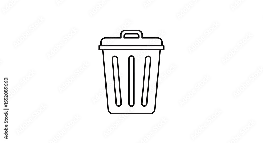 Poster garbage container outline on white background simple waste disposal