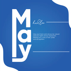 Fototapeta premium Hello, May banner poster Vector Template design for May Month Calendar, May month Poster design