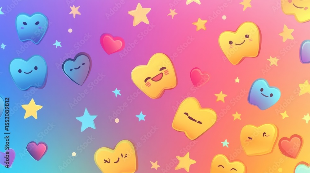 Poster playful emoji pattern design digital art studio background graphics colorful environment expressive 