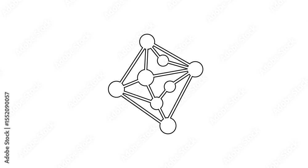 Poster geometric structure illustration with connecting circles and lines
