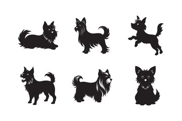 Yorkshire Terrier Silhouette Bundle Six Different Poses