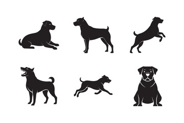 Rottweiler Silhouette Bundle Six Different Positions