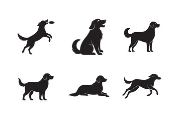 Golden Retriever Silhouette Bundle Six Habitual Positions