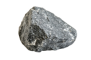 Photograph of a single piece of gray granite on a white  isolated on a transparent background in PNG format.