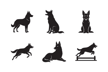 German Shepherd Silhouette Bundle Six Poses
