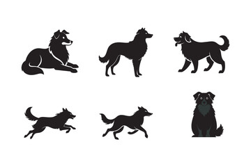 Australian Shepherd Silhouette Bundle Six Positions