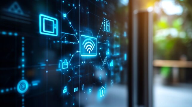 Exploring smart home connectivity a closeup of a modern device in a high-tech environment