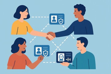 Business Collaboration and Network Building with People Shaking Hands and Sharing Information