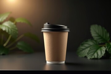  paper cup with a plastic lid holds hot coffee or cappuccino, an isolated beverage ideal for on-the-go enjoyment