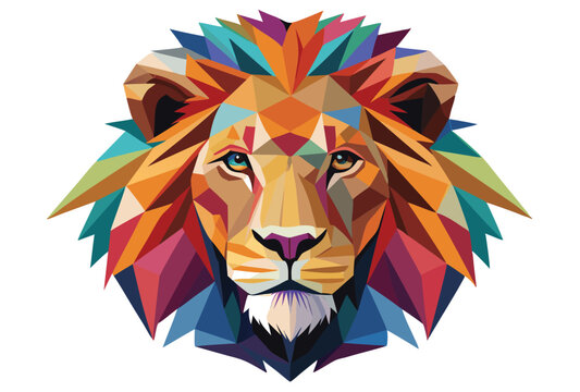 Lion Head Low Poly Vector Geometric Style Polygonal Icon Illustration