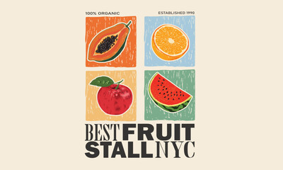 Obraz na płótnie Canvas Fruit stall. Sweet watermelon t shirt artwork. Fresh watermelon fruit print. Eat more fruit. Watermelon fruit club print design.