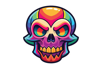 Fototapeta premium Colorful Cartoon Skull Vector Icon Illustration in Flat Design Style for Stickers and T-Shirt