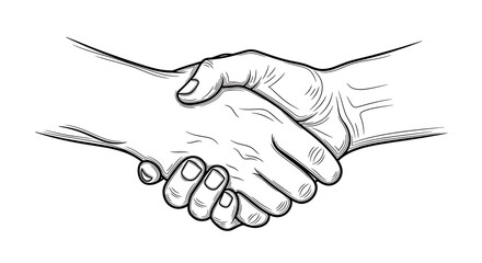 Handshake Line Art Illustration Two People Agreeing