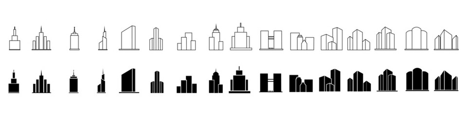 Skyscraper icon vector set. Building illustration sign collection. high rise building symbol. architecture web icons. © Denys