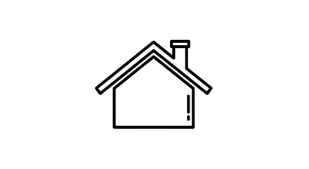 Fototapeta premium Simple House Icon with Chimney Isolated on White Background