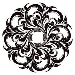 Seamless floral pattern vector illustration with ornate black flower elements