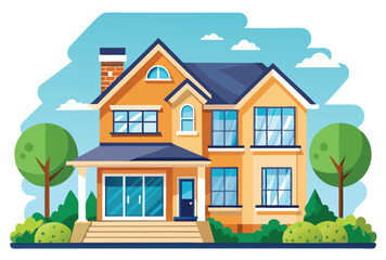 Duplex House Vector Illustration Modern Flat Design Architecture Concept Art