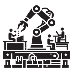 Manufacturing Robot Scene Vector