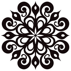Abstract black and white seamless floral ornament pattern for vintage decoration and art illustration