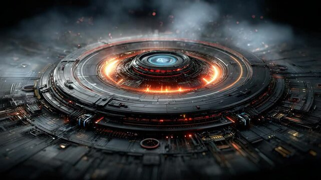 Futuristic spacecraft design with glowing elements and intricate details.