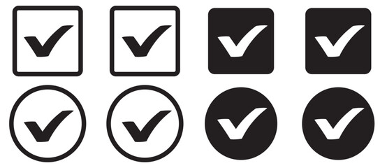 Check box icon with correct, accept checkmark icons tick box checked. Approve symbol. Check mark icon vector design. black check mark icon. black tick symbol. Vector check icon