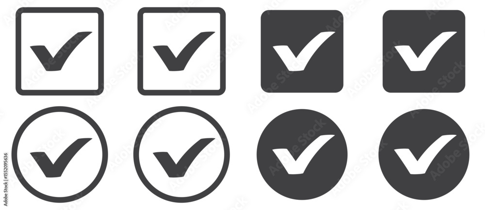 Aufkleber check box icon with correct, accept checkmark icons tick box checked. approve symbol. check mark ico