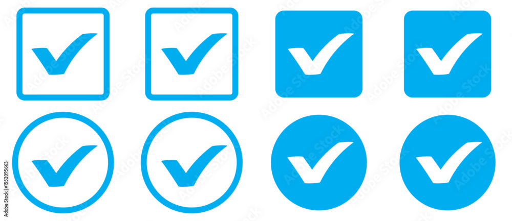 Poster check box icon with correct, accept checkmark icons tick box checked. approve symbol. check mark ico