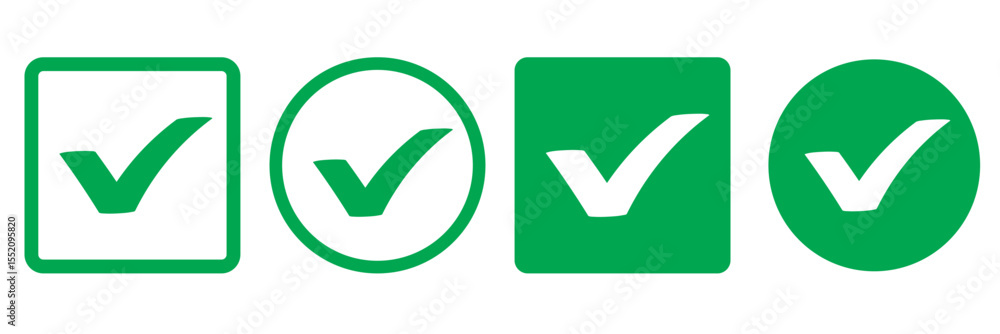 Poster check box icon with correct, accept checkmark icons, tick box checked. approve symbol. check mark ic