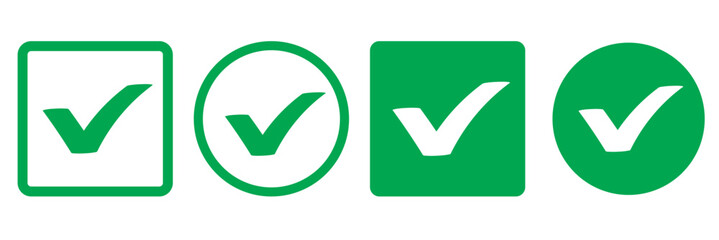 Check box icon with correct, accept checkmark icons, tick box checked. Approve symbol. Check mark icon vector design. Green check mark icon. Green tick symbol. Vector check icon
