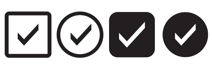 Check box icon with correct, accept checkmark icons tick box checked. Approve symbol. Check mark icon vector design. black check mark icon. black tick symbol. Vector check icon