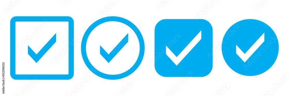 Poster check box icon with correct, accept checkmark icons tick box checked. approve symbol. check mark ico