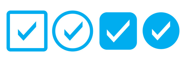 Check box icon with correct, accept checkmark icons tick box checked. Approve symbol. Check mark icon vector design. Blue check mark icon. Blue tick symbol. Vector check icon