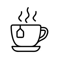 Hot tea cup with tea bag and steam vector illustration for tea time and relaxation concept drawing