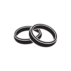 Wedding Rings Icon Vector Black Silhouette Design