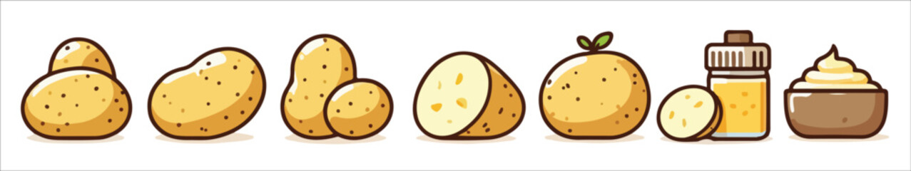 Vector set of potato illustrations