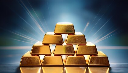 pyramid of gold bars wealth success finance