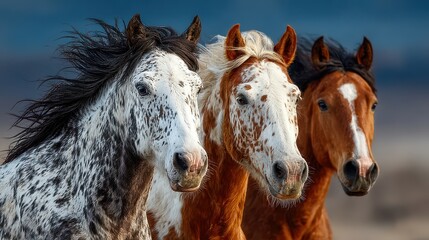 Fototapeta premium Majestic horses grazing in a serene landscape during golden hour near a tranquil meadow