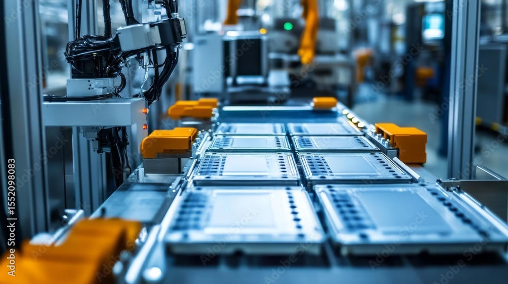 Poster optimizing ev battery production with advanced robotics and automation in energy industry facilities
