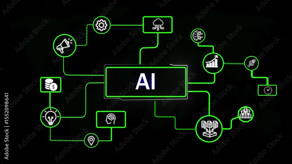 Poster ai learning and artificial intelligence concept. business, modern technology, internet and networkin