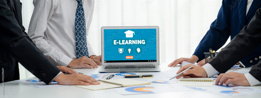 Poster e-learning website with brisk sofware for student to study online on the internet network