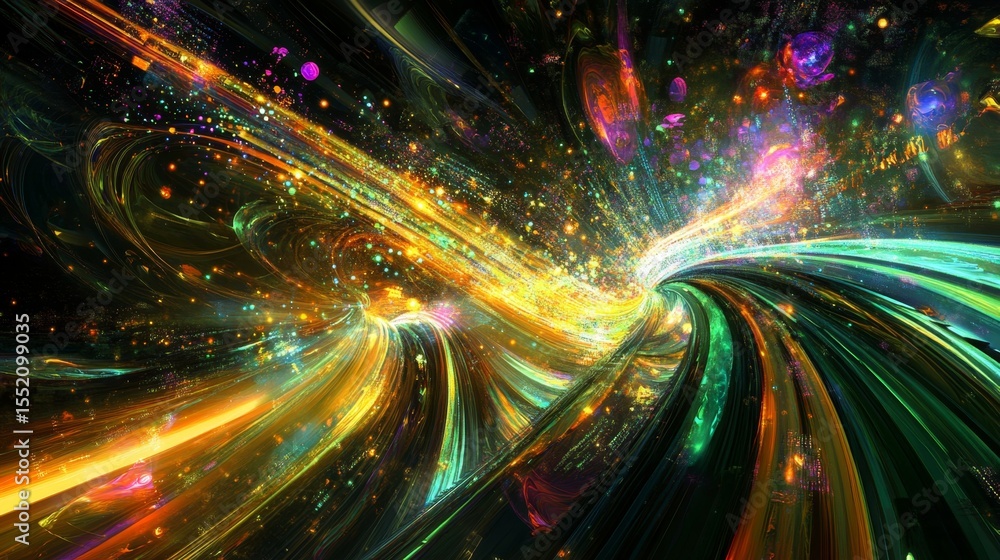 Poster dynamic data stream event in digital cyberspace visual content futuristic environment immersive view