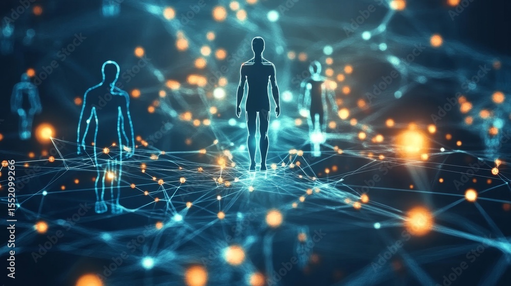 Poster exploring digital health innovations floating human models virtual environment interactive content f
