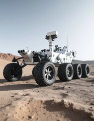 Autonomous Rover Vehicle with Scientific Instruments and Cameras Explo Red Planet Surface for Research and Data Collection
