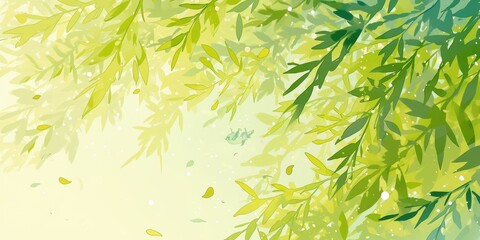 Naklejka premium willow tree leaves in illustration anime style