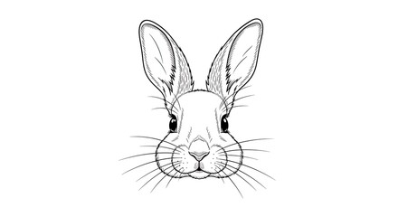 Obraz premium Drawing of Rabbit Head with Long Ears and Whiskers